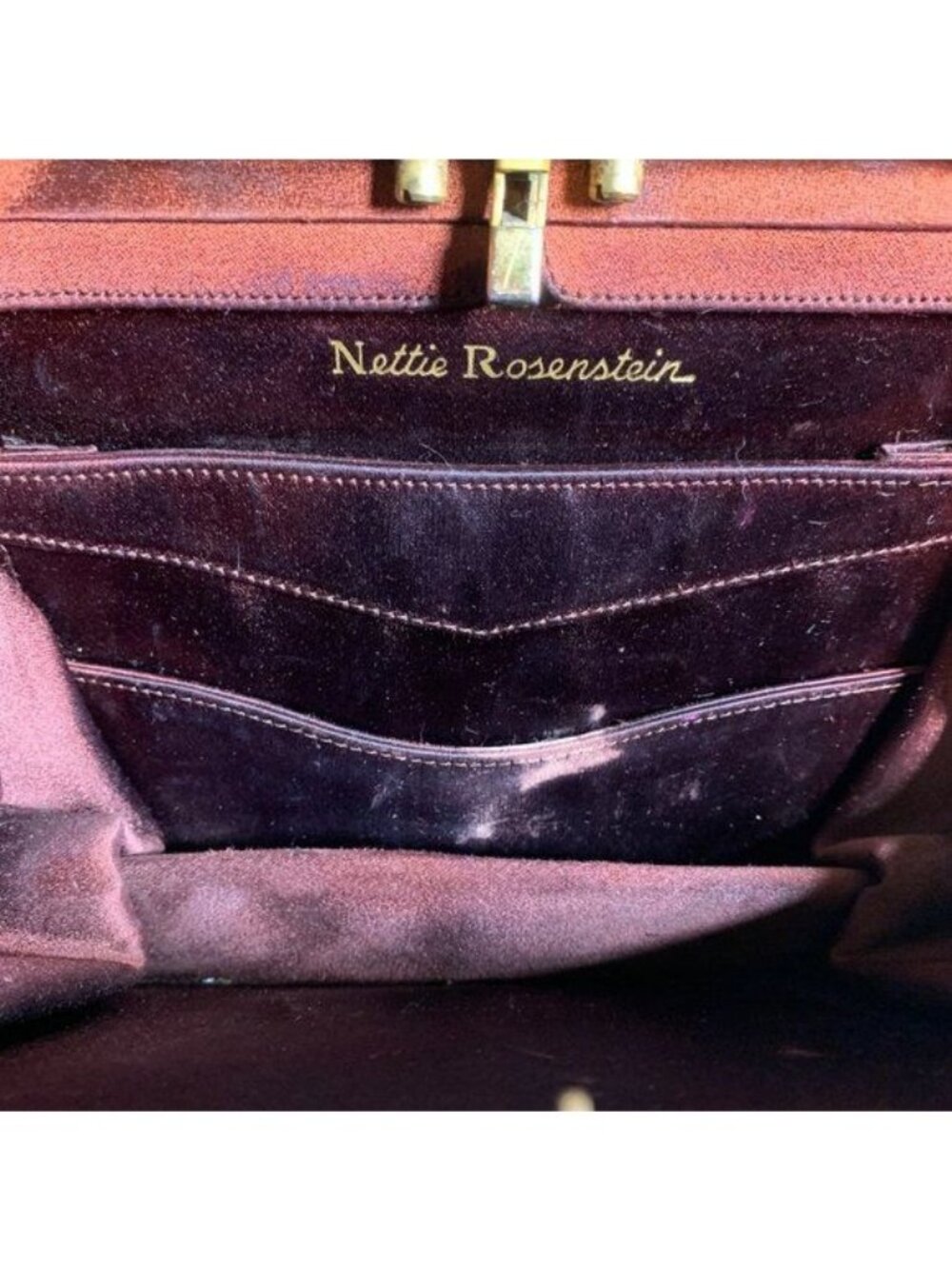 Vtg NETTIE ROSENSTEIN Mink Fur Silk Animal Print Handbag Purse 1950s - Picture 9 of 10